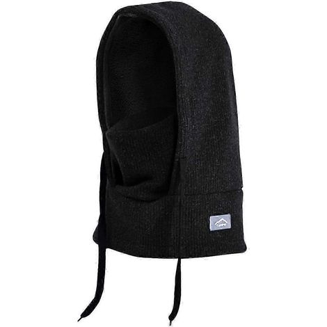 Kinder-Mütze-Schal-Set, einfarbig, mit Kordelzug, warme Wintermütze mit dickem Samtfutter, weiche Mütze-Black (1/5)