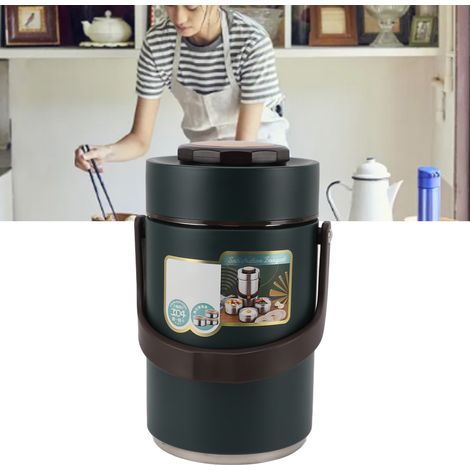 Isolierte Lunchbox mit großem Fassungsvermögen aus Edelstahl 304, ideal für Schüler, Studenten, Erwachsene und Büroangestellte. Mehrschichtiger, vakuumisolierter Behälter, 2300 ml. (1/5)