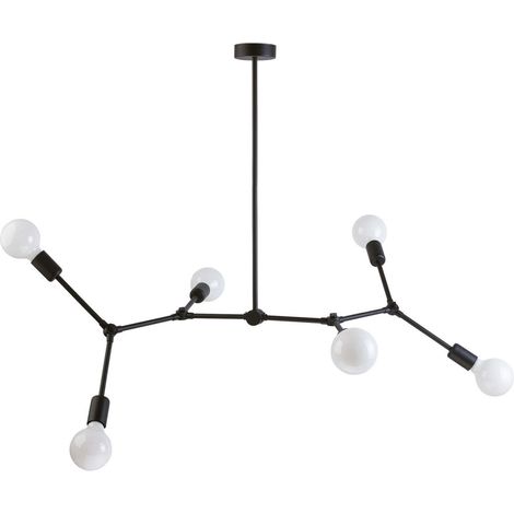 Schwarze Deckenlampe 6-flmg Esstisch Leuchte AARON