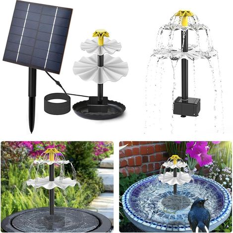 Fontaine Solaire pour Bain d'oiseaux à 3 Niveaux, Pompe Solaire Bassin Exterieur, 2.5W Fontaine Solaire pour Bassin Exterieur, Bassin d'agrément, Etang, Jardin