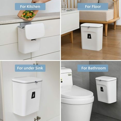 Yongqing – Poubelle suspendue pour cuisine – Couvercle rabattable et coulissant – Dimensions 29,5x16x26 cm – Installation facile sous évier ou sur porte (1/5)