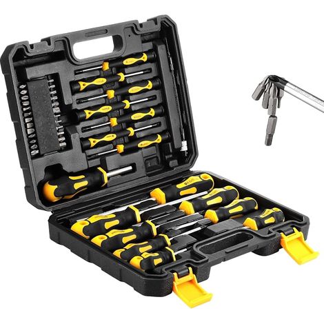Set mit 42 magnetischen Schraubendrehern, darunter Schlitz-, Kreuzschlitz-, Torx-, Innensechskant-, Vierkant- und Pozidriv-Schraubendreher – Tragbares und robustes Multifunktions-Schraubendreher-Set – (1/5)