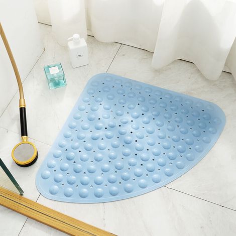 Tappetino da bagno antiscivolo 54x54 cm con ventose, lavabile in lavatrice, blu