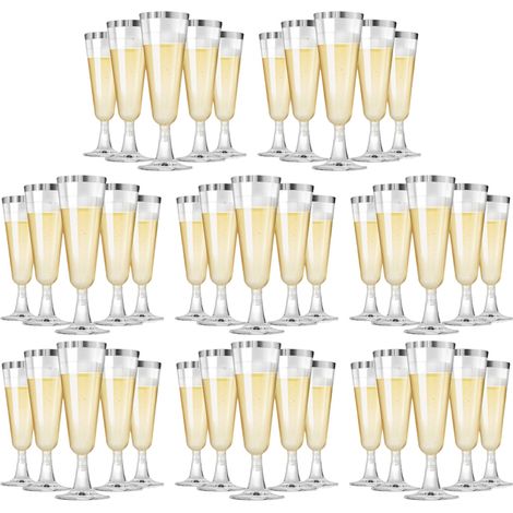 Flûtes à champagne et verres à mimosa en plastique (lot de 40), verres à champagne jetables en acrylique transparent pour mariages et cocktails (vente en gros). (1/5)