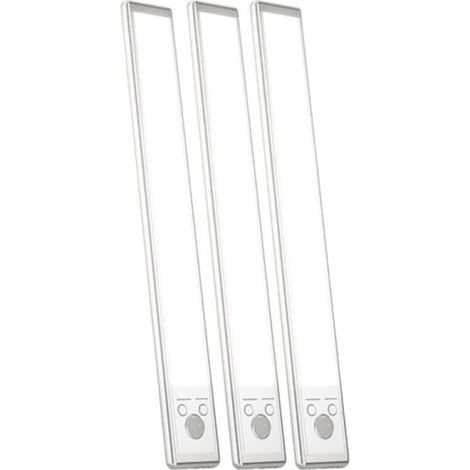 (blanc)Lot de 3 lampes LED rechargeables avec détecteur de mouvement, 3 modes de couleur, lumière LED sans fil de 24,1 cm pour cuisine, garde-manger, placard, comptoir (1/5)