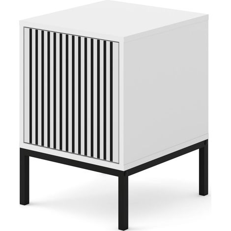 MOBILE RAVENNA F SOTTOSCRIVANIA IN MDF VERNICIATO COMODINO 1D BIANCO OPACO NERO OPACO STRUTTURA NERO