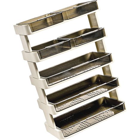 Organisateur de comptoir de cuisine en plastique détachable et multifonctionnel, étagère de rangement pour aliments, porte-aliments pour chambre, salle de bain ou bureau, blanc crème, 5 niveaux (1/5)