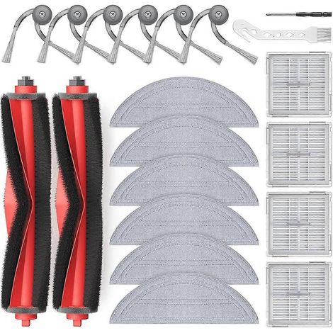 Accessoires pour aspirateur robot Roborock Q10 S5 / Q10 S5+ : pièces de rechange, brosse latérale principale, filtre HEPA, lingettes de nettoyage.