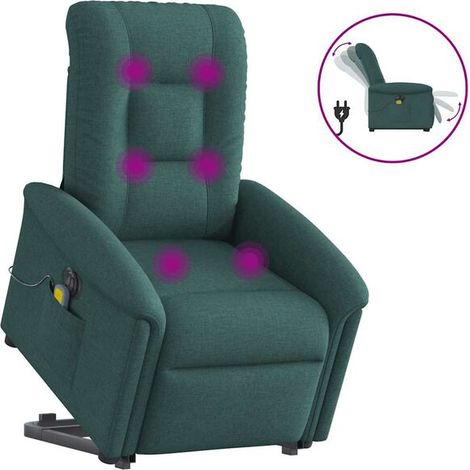 Fauteuil de massage électrique inclinable en tissu vert foncé (1/5)