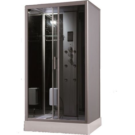 Desineo – Cabine de douche Hammam 120 x 90 – Technologie avancée avec contrôle digital – Éclairage LED réglable – Hydrojets pour massage du dos