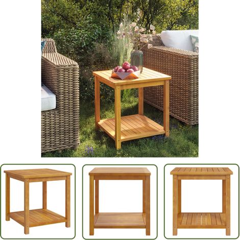 The Living Store Table d'appoint Bois d'acacia massif 45x45x45 cm - Table D'appoint - Table Basse - Meuble En Bois - Acacia - Table Décorative (1/5)