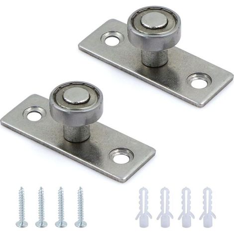 Lot de 2 ferrures de porte coulissantes en métal pour porte coulissante - Système de porte coulissante - Dispositif de recherche de fenêtre et de porte - Montage mural pour porte inférieure - A (1/5)