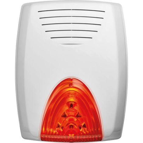 HPA800 Sirena da esterno in ASA con lampeggiatore, pressione acustica 114 dB a 1 m. Batteria inseribile 12V@2,2A, colore bianco