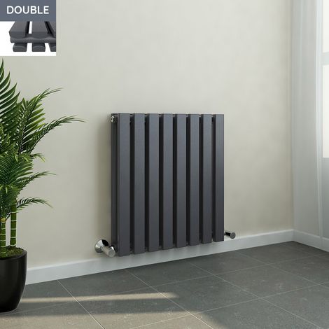 600x550mm Anthracite Double Rectangular Panel Horizontal Radiator (1/5)
