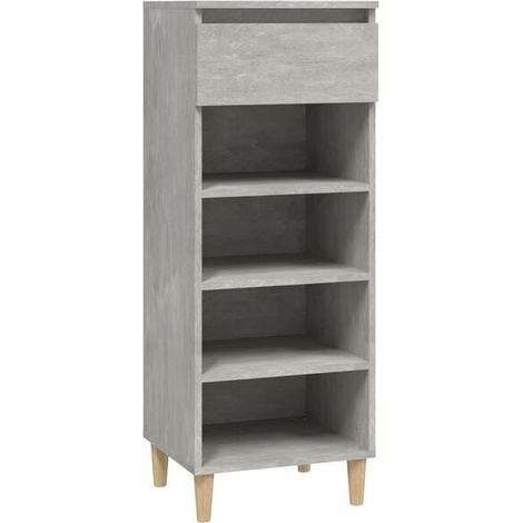 Meuble à chaussures, gris ciment, 40x36x105 cm, bois d'ingénierie. (1/5)