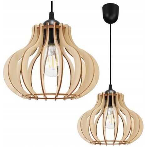 Lampe suspendue – Light Home – TIMBER 2363/1/LP/M – Bois noir et beige 23cm (1/5)