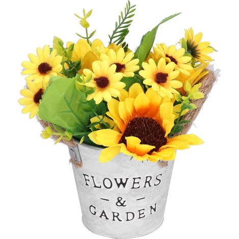 Künstliche Sonnenblume im gelben Topf – gemütliche Tischpflanze, sonniges Muttertagsgeschenk