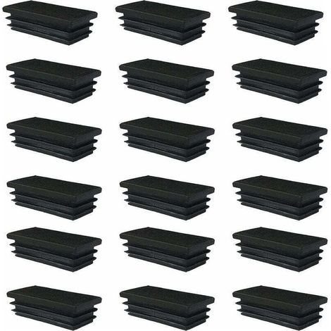 Embout en plastique TuseRxln - Rectangulaire Noir - Protection 60 X 40 mm pour meubles et trampoline - 18 pièces - Pour étagères de chaises d'armoire (1/5)