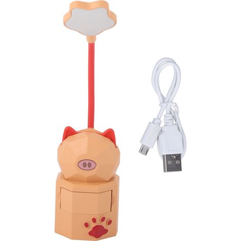 Lampe de chevet LED en forme de cochon, veilleuse enfantine pour chambre avec protection des yeux et recharge USB - Couleur jaune (1/5)