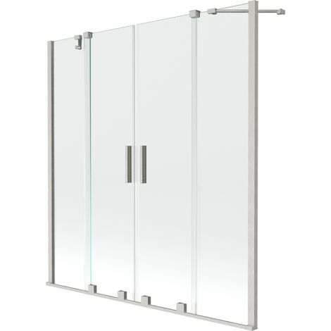 Mexen Velar Duo paroi de baignoire 2 volets coulissants 160 x 150 cm, transparent, nickel brossé - 896-160-000-02-97 (1/2)