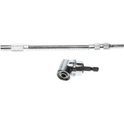 Adaptateur de perceuse à angle droit 105 degrés 1/4 pouce et foret d'extension flexible-150mm (1/5)