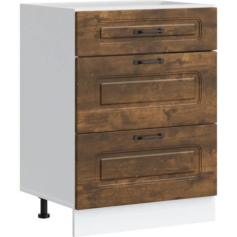 Armario de cocina moderno con puertas prácticas almacenamiento eficiente 60 x 46 x 81,5 cm de madera contrachapada roble ahumado 020050501 (1/5)