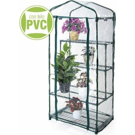 VERDELOOK - SERRA 2+2 RIPIANI CON TELO PVC TRASP. 69x49x157 CM. (1/6)