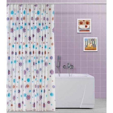 TrAdE Shop Traesio - Tenda Doccia In Vinile Con Ganci Impermeabile 180 X 200 Cm Con Fiori - (1/3)