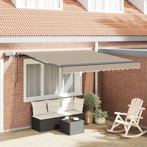 Store banne-Auvent Rétractable Beige 300 x 250 cm tissu (1/4)