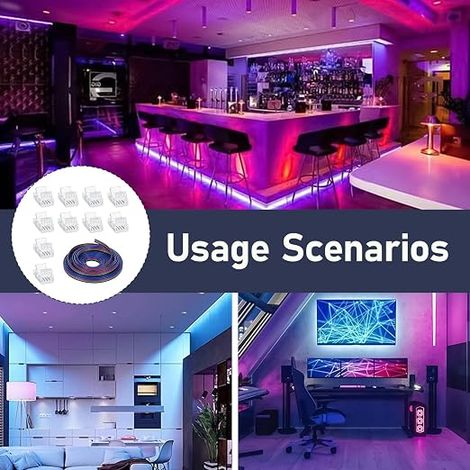 5 m Extension Cable 4 Pin LED Strip 22AWG 5V-24V with 10 Quick Connectors Seamless LED Strip for RGB 5050 10 mm, Multi-Color Power Cable for Lighting Flexible Strip Indoor (1/5)