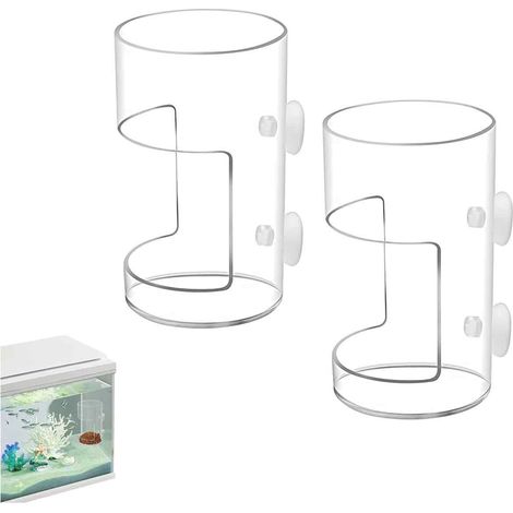 Lot de 2 mangeoires Rondes pour Poissons d'aquarium avec Ventouse, Tube d'alimentation, séparateur de réservoir, boîte d'élevage (1/5)