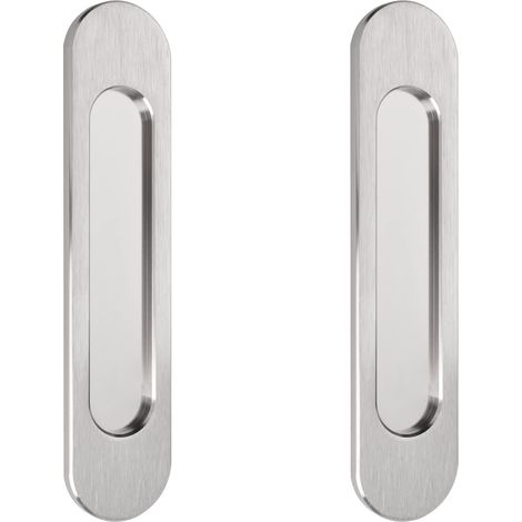 Lntyq Lot de 2 poignées de porte coulissantes ovales auto-adhésives en alliage d'aluminium brossé pour portes coulissantes, fenêtres et armoires 18 cm (1/5)