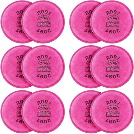 Filtre particulaire 2091 P100 – Lot de 12 filtres – Efficacité de filtration 95% – Pour respirateurs 6000 6200 6800 7000 FF-400