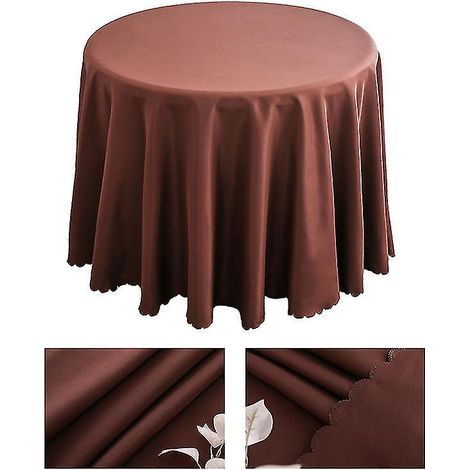 Dunkelbraune Tischdecke, waschbar, aus Polyester, Durchmesser 220 cm, ideal für Hochzeiten, Partys oder Geburtstage.