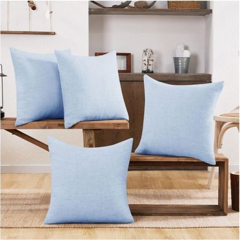 Lot de 4 housses de coussin effet lin 40x40 cm – Polyester épais résistant à la déchirure – Couleurs vives et excellente tenue au lavage (1/5)