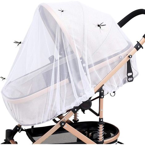 Moustiquaire Poussette Universelle,Moustiquaire Bebe,Filet Anti Moustique,Insecte et Guêpe,Tissu à Mailles Fine,Protection Fine et Résistante,pour Landau, Auto-siège, Lit Parapluie(Blanc) (1/5)