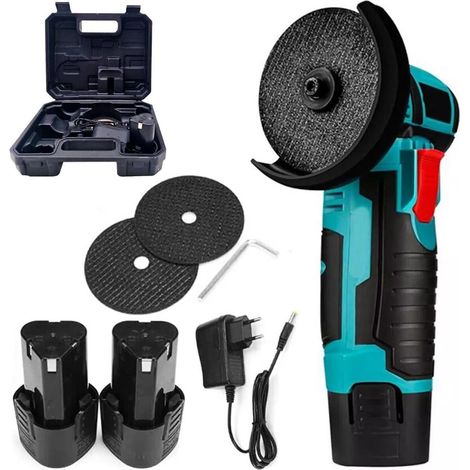 Smerigliatrice Angolare 19500 Giri/Min con Doppia Batteria e 2 Dischetti da 3"