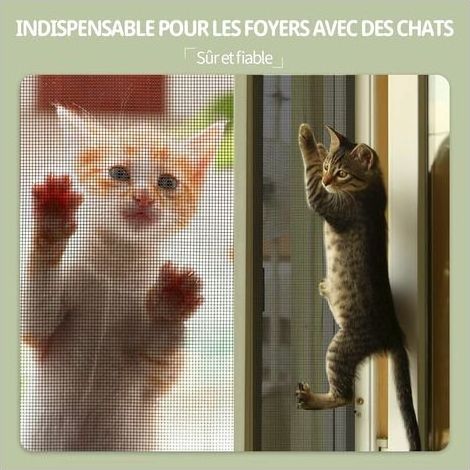Moustiquaire Fenêtre Chat pour Protection Fenetre Chat sans Percer, 120 150cm Moustiquaire Chat Solide et Recoupable pour Fenêtre Anti-Moustique Ant (1/5)