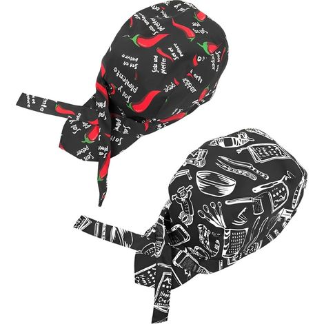 Set unisex composto da 2 pezzi: cappello da chef regolabile e bandana nera traspirante, ideale per cucina, ristorante, barbecue e feste.