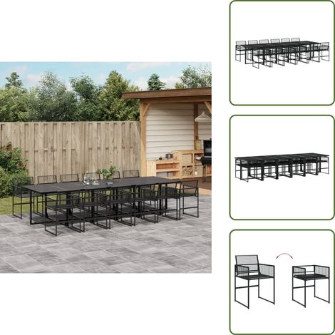 Ratán sintético - vidaXL Set de comedor de jardín 13 pzas ratán sintético negro - Muebles de exterior