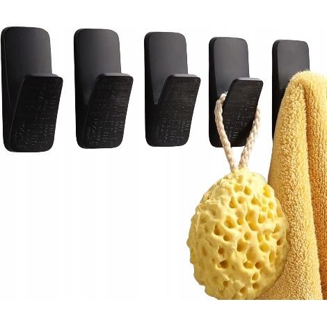 Selbstklebende Wandhaken, schwarz, 5 Stück, für Handtücher