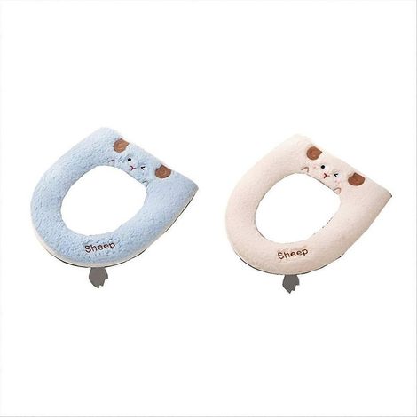 Tapis de toilette universel à fermeture éclair, accessoires de salle de bain, blanc et bleu clair (1/5)