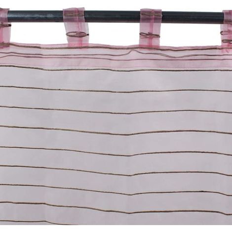 SHAM - Voilage effet soie à pattes rose 110x250 (1/3)