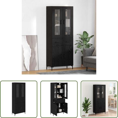 Wandmontage - Highboard 2 pcs Schwarz Eichen-Optik Holzwerkstoff (1/5)
