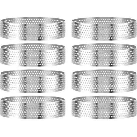 8 Pièce Cercle a Patisserie, 8 cm Cercle a Tarte Perforé, Moule a Tarte en Acier Inoxydable pour Gâteaux, Quiches, yd (1/5)