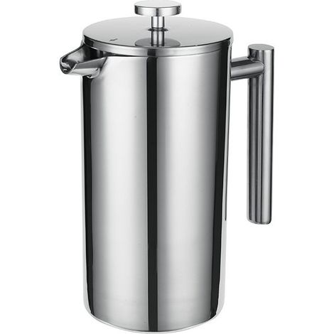 Cafetière À Piston - Acier Inoxydable 304 Double Paroi - 1 L - Pour Maison Ou Bureau - 5 Tasses - Avec 3 Filtres De Rechange (1/5)