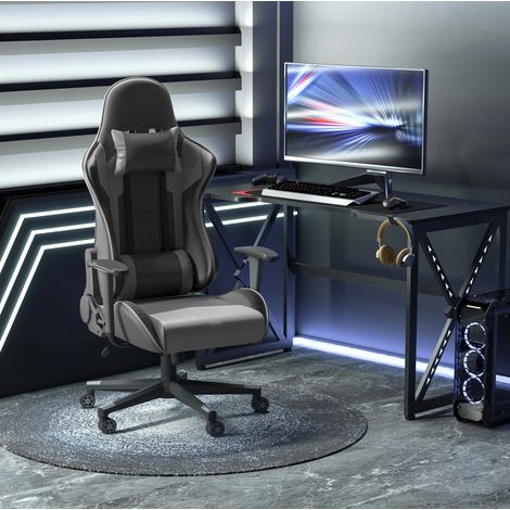 Silla gaming ergonómica reclinable negra OKMYHOME (1/3)
