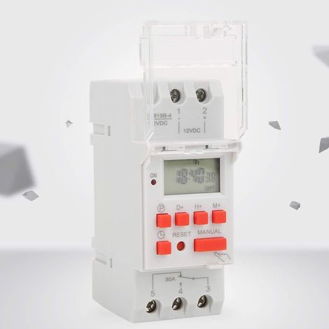 Minuterie hebdomadaire 12 V CC 30 A, écran LCD marche/arrêt avec (1/5)