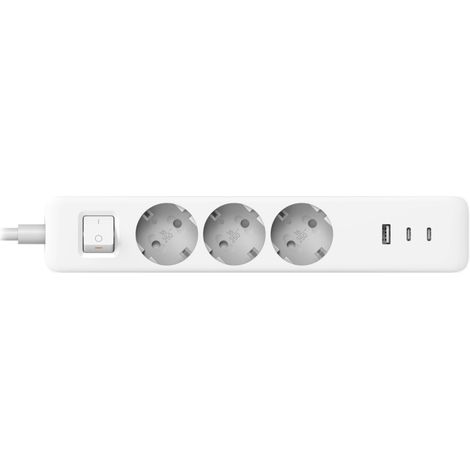 Regleta eléctrica Xiaomi 2C1A de 3 tomas, 1 USB-A, 2 USB-C, 1,4 m, color blanco (BHR07UKEU) (1/5)