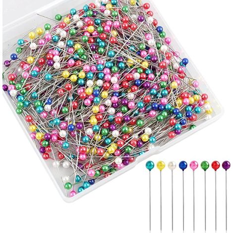 Épingle Couture avec Tête Épingles à Couture Longues 38mm Aiguilles CoutureMulticolores pour Tissu Hijab Patchwork et Loisirs Créatifs dans Boîte de Rangement (1/5)